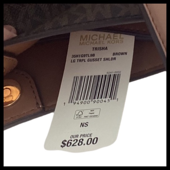 MICHAEL KORS Large Logo Shoulder Bag Color: Brown MK Logo - Picture 9 of 10